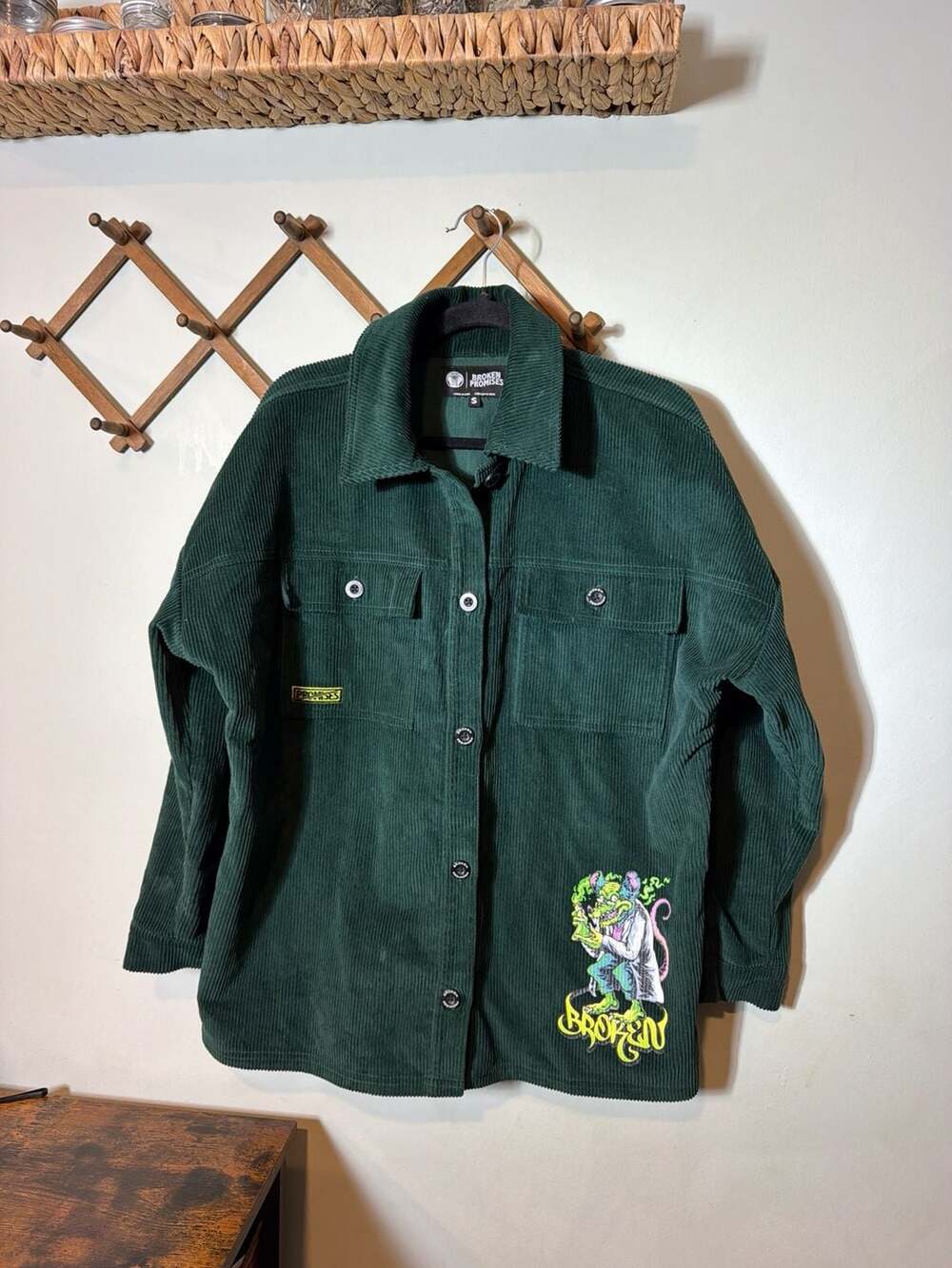 Broken Promises Green Corduroy Lab Rat Jacket Size S